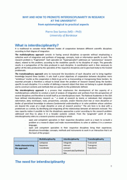 Why and how interdisciplinarity in research - Pierre do Santos - 2018