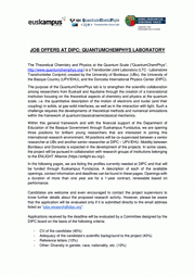 JOB OFFERS - LABORATORY FOR TRANSBORDER COOPERATION QUANTUMCHEMPHYS