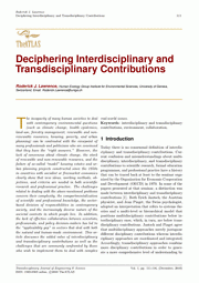 Deciphering Interdisciplinary and Transdisciplinary Contributions - Roderick J. Lawrence - 2010