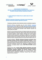 2020-2021 ikasturtean Euskampus erakundeen artean Euskampus Bordeaux ekimenak antolatzen laguntzeko programa